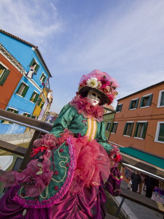 Woman in Costume For the Annual Carnival Festival, Burano Island, Venice, Italy