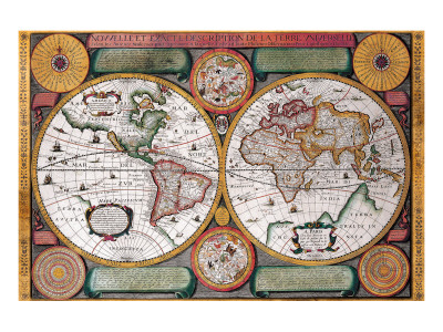 Antique Map, Terre Universelle, 1594