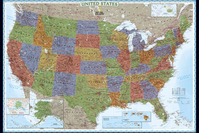 United States Political Map, Decorator Style