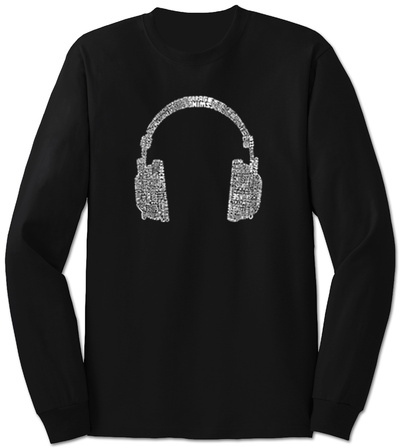 Long Sleeve: Headphones out of Different Music Genre`s