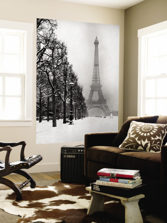 Heavy Snow Blankets the Ground Near the Eiffel Tower