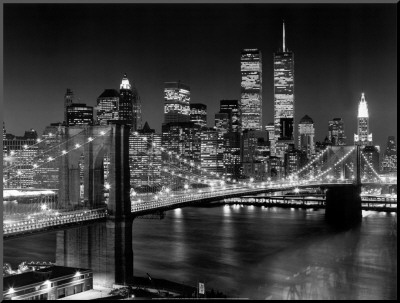 New York, New York, Brooklyn Bridge Mounted Print