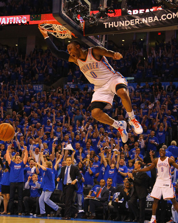Denver Nuggets v Oklahoma City Thunder - Game One, Oklahoma City, OK - April 17: Russell Westbrook Poster