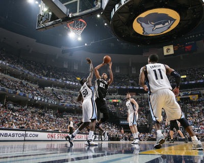 San Antonio Spurs v Memphis Grizzlies - Game Four, Memphis, TN - APRIL 25: Tim Duncan and Zach Rand