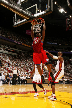 Philadelphia 76ers v Miami Heat - Game Five,  MIAMI - APRIL 27: Elton Brand