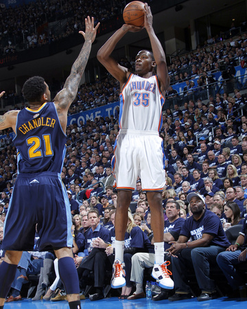 Denver Nuggets v Oklahoma City Thunder - Game Five, Oklahoma City, OK - APRIL 27: Kevin Durant and 