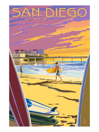 Buy San Diego, California - Beach and Pier at AllPosters.com