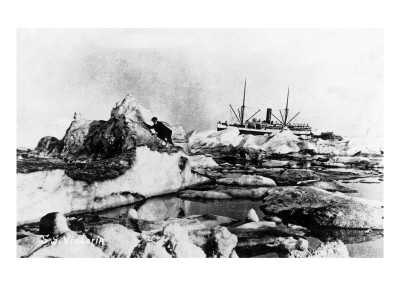 SS Victoria passing ice fields in Alaska.