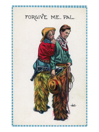 Comic Cartoon - Cowgirl Wants Cowboy to Forgive Her