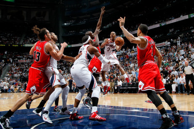 Chicago Bulls v Atlanta Hawks - Game Four, Atlanta, GA - MAY 8: Josh Smith and Jeff Teague