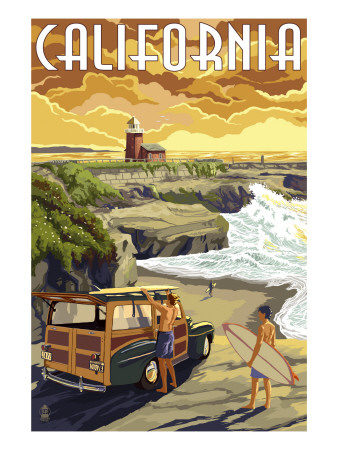Buy California Coast - Woody and Lighthouse at AllPosters.com