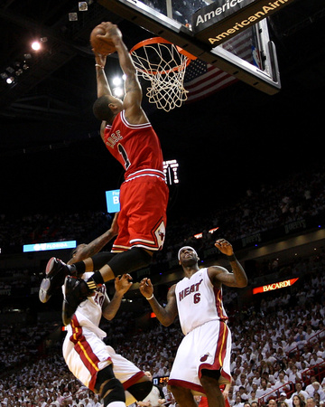 Buy Chicago Bulls v Miami Heat - Game Four, Miami, FL - MAY 24: Derrick Rose, LeBron James and Udonis H at AllPosters.com