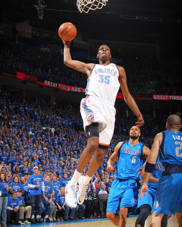 Dallas Mavericks v Oklahoma City Thunder - Game Four, Oklahoma City, OK - MAY 23: Kevin Durant and 