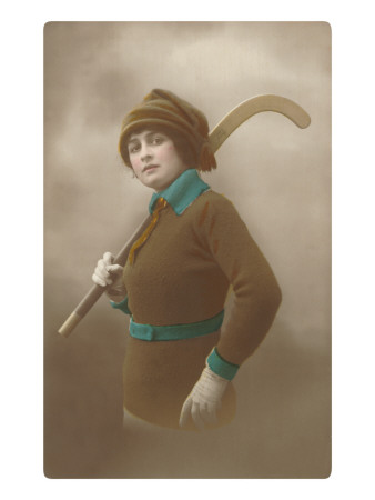 Woman with Field Hockey Stick Poster