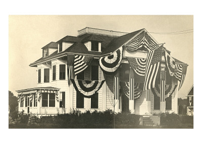 House Covered with Flags