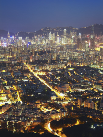 City Skyline of Kowloon and Hong Kong Island from Lion Rock, Hong Kong, China