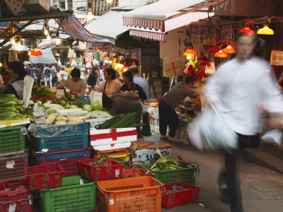 Vegetable Stall on Graham Street, Central, Hong Kong, China