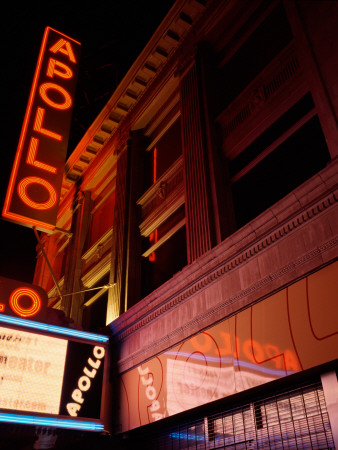 Low Angle View of a Theatre Lit Up at Night, Apollo Theater, Harlem, Manhattan, New York City