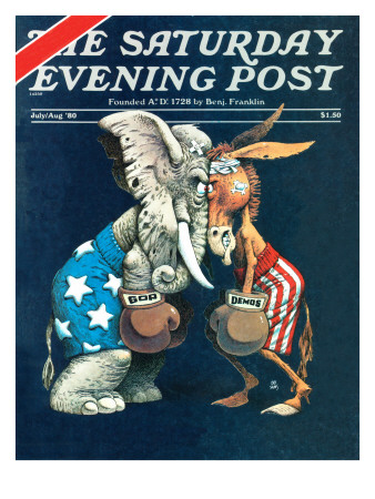 "Democrats vs. Republicans," Saturday Evening Post Cover, July/Aug 1980