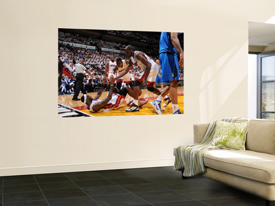 Dallas Mavericks v Miami Heat - Game Six, Miami, FL - June 12: Chris Bosh, Joel Anthony and LeBron  Poster