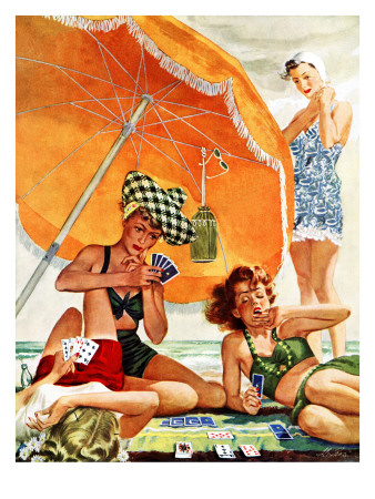 "Card Game at the Beach," August 28, 1943