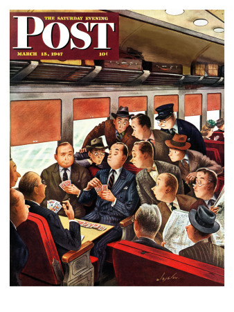 "Commuter Card Game," Saturday Evening Post Cover, March 15, 1947
