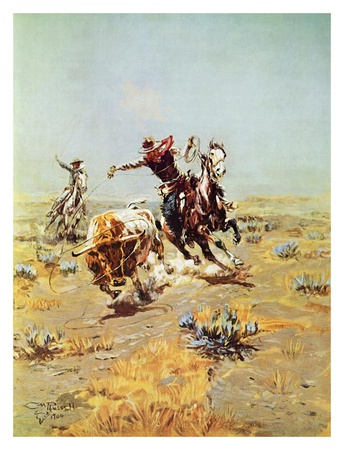 Cowboy Roping a Steer