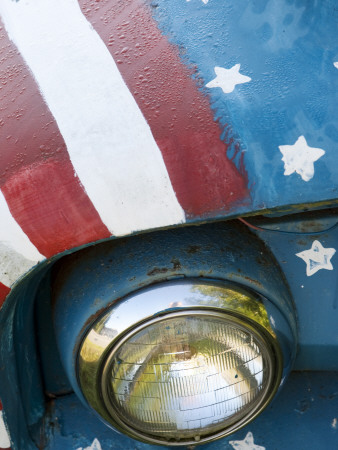 A Truck Painted with the Us Flag on a Roadside in New Hampshire, Usa