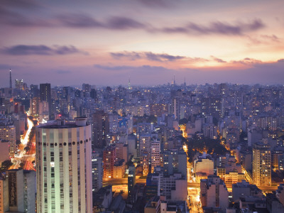 Brazil, Sao Paulo, Sao Paulo, View of City Center from Italia Building - Edificio Italia