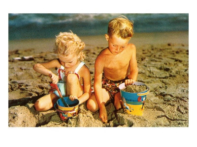 Children Playing with Sand Pails