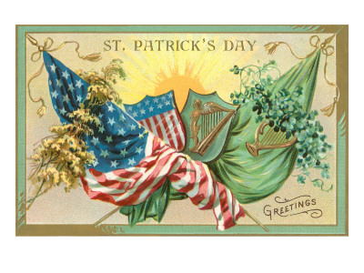St. Patrick's Day, American and Irish Flags