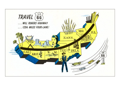 Partial Map Showing Will Rogers Highway, Route 66