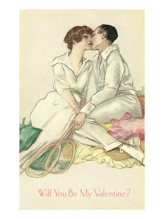 Tennis Couple Kissing, Valentine