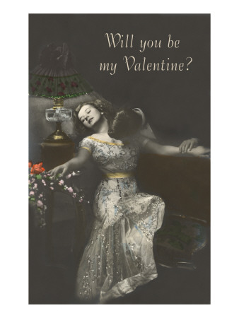 Will You Be My Valentine? Couple Kissing under Lamp