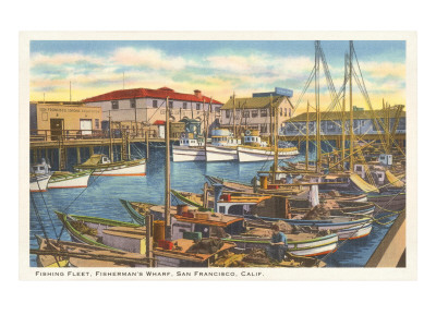 The fishing fleet at dock at Fisherman's Wharf in San Francisco.