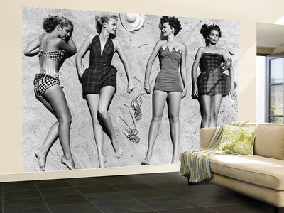 Models Sunbathing, Wearing Latest Beach Fashions Posters