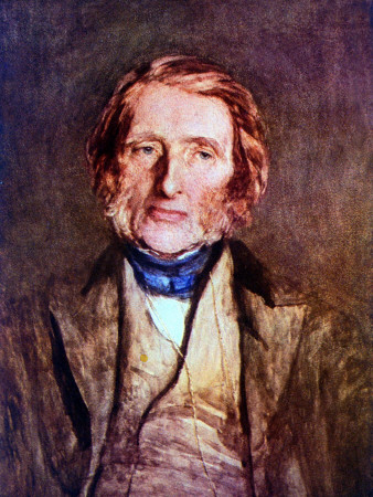 water Color Portrait of English Author, Critic and Philanthropist John Ruskin