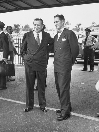 Oscar L. Chapman Standing with Steven A. Mitchell Poster