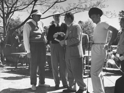 Golfer Byron Nelson Talking with Fellow Golfers Fred Corcoran and Jimmy Demaret Poster