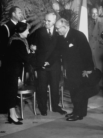 President Harry Truman and His Wife with President Jules Vincent Auriol of France Meeting Together