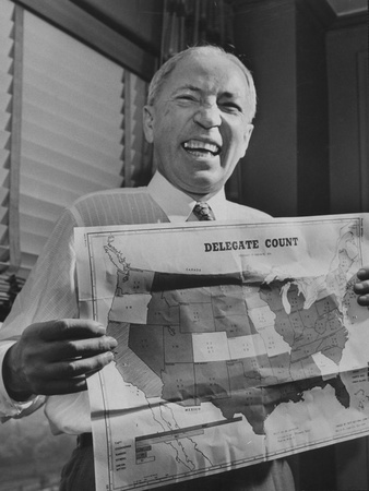 B. Carroll Reece Grinning as He Holds Map Showing Delegate Count-Fair