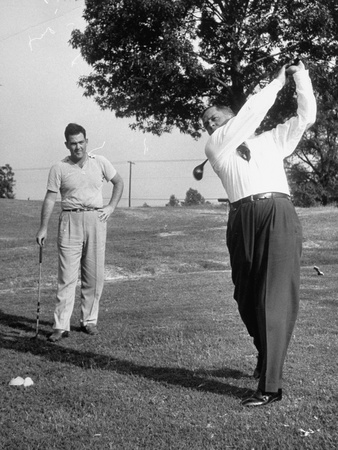 Golfer Bobby Jones Playing a Round of Golf with His Son Bobby Jones III Poster