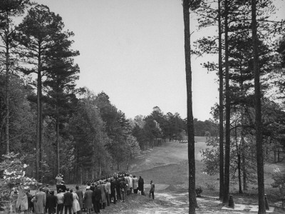 Crowd Watching Golfer Byron Nelson Make a 240 Yard Drive During a Golf Tournament Poster