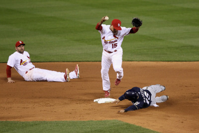 Brewers v Cardinals - G. Five, St Louis, MO - Oct. 14: Jerry Hairston Jr. and Rafael Furcal