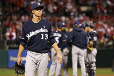 Milwaukee Brewers v St Louis Cardinals - Game Five, St Louis, MO - October 14: Zack Greinke