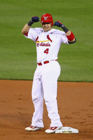 Milwaukee Brewers v St. Louis Cardinals - Game Four, St Louis, MO - October 13: Yadier Molina Poster