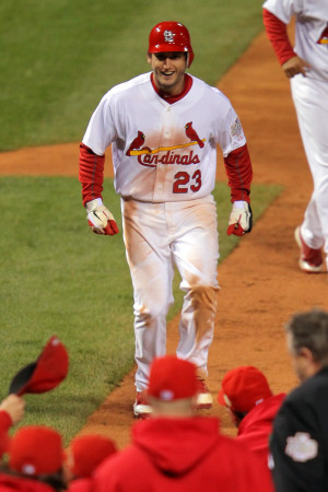 2011 World Series Game 6 - Texas Rangers v St Louis Cardinals, St Louis, MO - Oct. 27: David Freese Poster