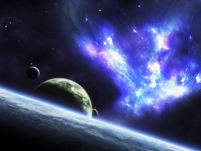 A Bird-Shaped Nebula Watches over a Group of Planets