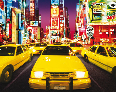 Times Square - Yellow Cabs Mini Poster