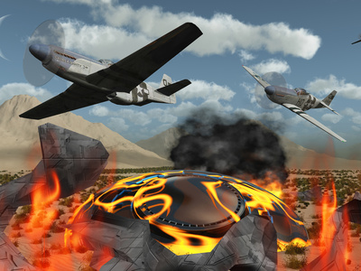 American P-51 Mustang Fighter Planes Destroy a UFO